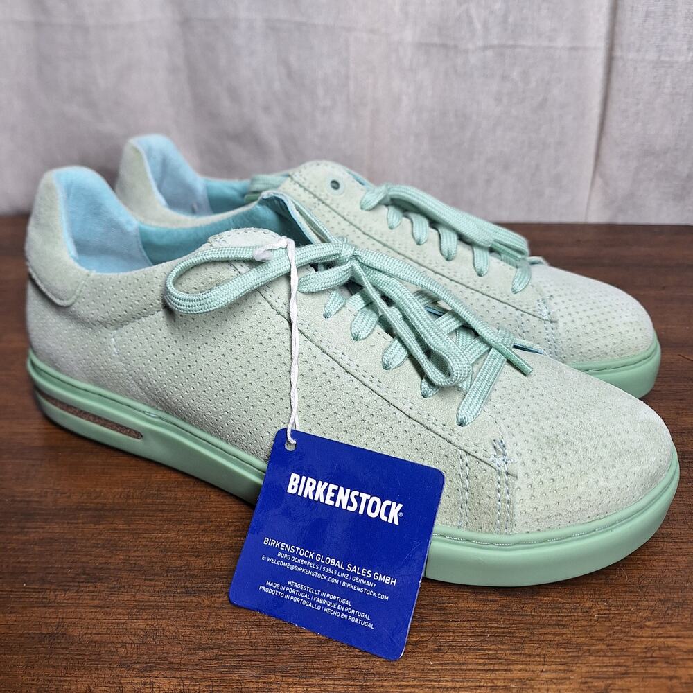 Birkenstock Bend Low embossed suede sneakers mint green NWT EU 41 US 10 women's - Picture 2 of 9